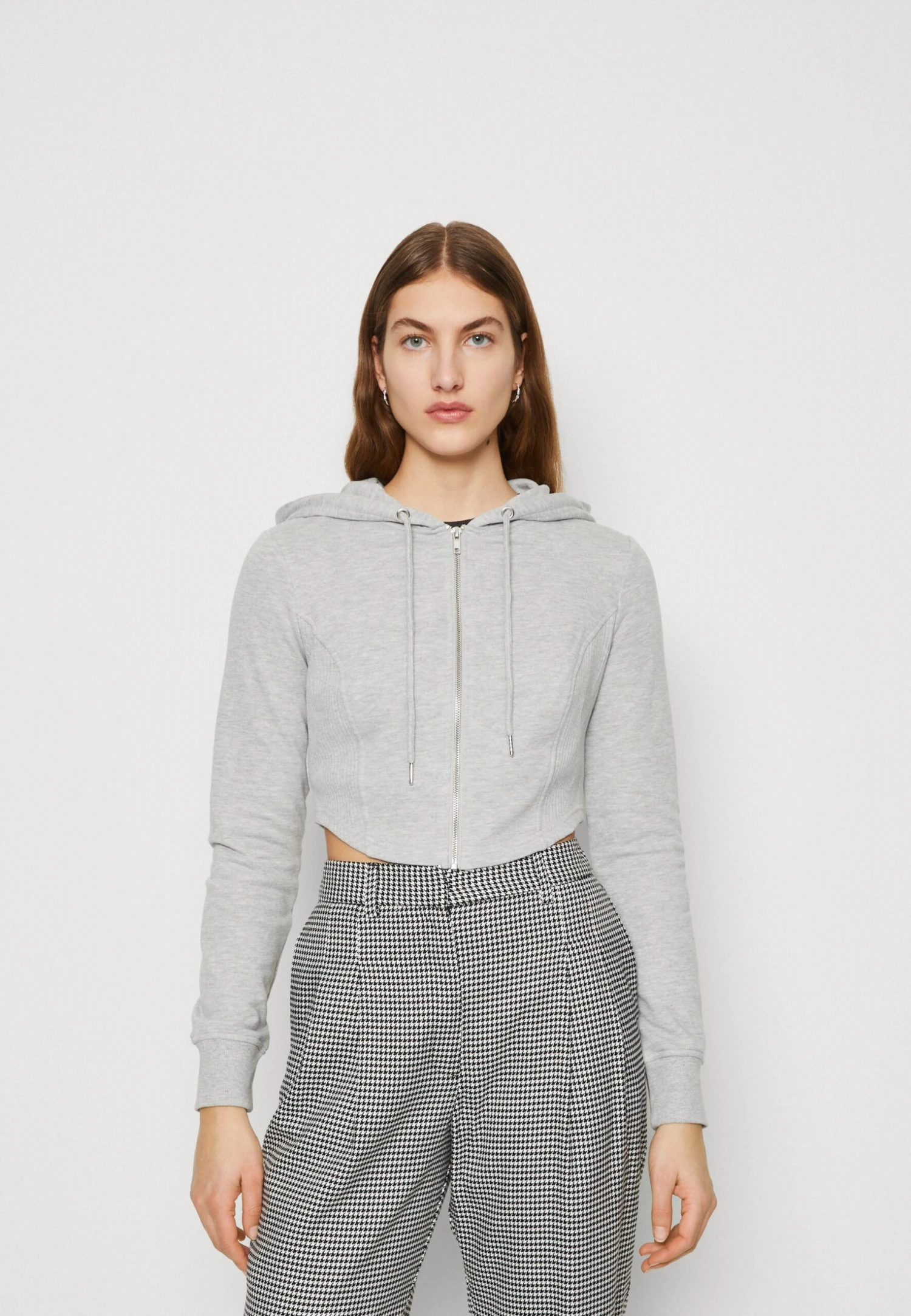 Even&Odd Sweat Zippé - Mottled Light Grey 3 Even&Odd Sweat Zippé - Mottled Light Grey