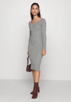 V Ausschnitt Ripp Mini Bodycon Strickkleid - Robe Fourreau - Mottled Grey -Even-Odd Magasin 0f557903fc204b23a7c5d8139bc5281f