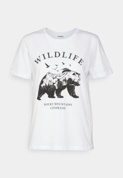 Even&Odd Hattie Printed Wildlife Bear - T-Shirt Basique - White -Even-Odd Magasin 1605ad0a7fae4b07a37ea98919388679