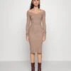 V Ausschnitt Ripp Mini Bodycon Strickkleid - Robe Fourreau - Taupe -Even-Odd Magasin 1b145222bd9d4b81a0ff5ccb4930c1aa
