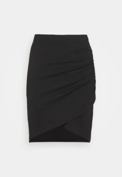 Even&Odd Asymetric Overlap Wrap Mini High Waisted Skirt - Jupe Crayon - Black -Even-Odd Magasin 26ec337f6164479d83b7661e14b9402f
