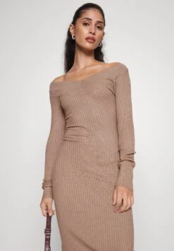 V Ausschnitt Ripp Mini Bodycon Strickkleid - Robe Fourreau - Taupe -Even-Odd Magasin 38f5656a58834cf5827c0573442aff51