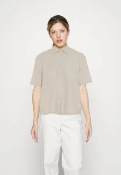 Even&Odd Linen-Mix Button Down Blouse - Chemisier - Beige