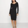 Even&Odd V Ausschnitt Ripp Mini Strickkleid - Robe Fourreau - Black -Even-Odd Magasin 9207ab9c7af94986be9a79b54d7b84cc