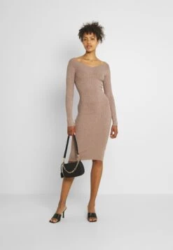 Even&Odd V Ausschnitt Ripp Mini Strickkleid - Robe Fourreau - Taupe -Even-Odd Magasin 929af90d26cd44d7be6e782dc92d13c8