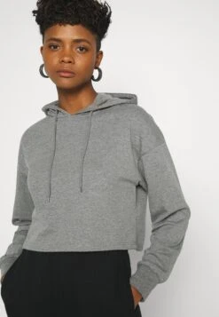 Even&Odd Basic - Cropped Oversized Hoodie - Sweat À Capuche - Mottled Grey -Even-Odd Magasin a515cc8d039c45de9f1c2da95b620511