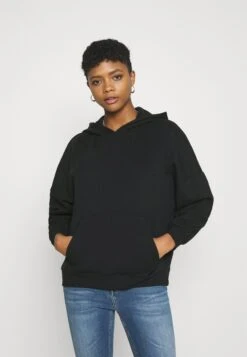Even&Odd Hoodie Long Without Drawcord And Pocket - Sweat À Capuche - Black