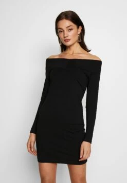 Even&Odd Basic - Off-Shoulder Mini Long Sleeves Dress - Robe Fourreau - Black