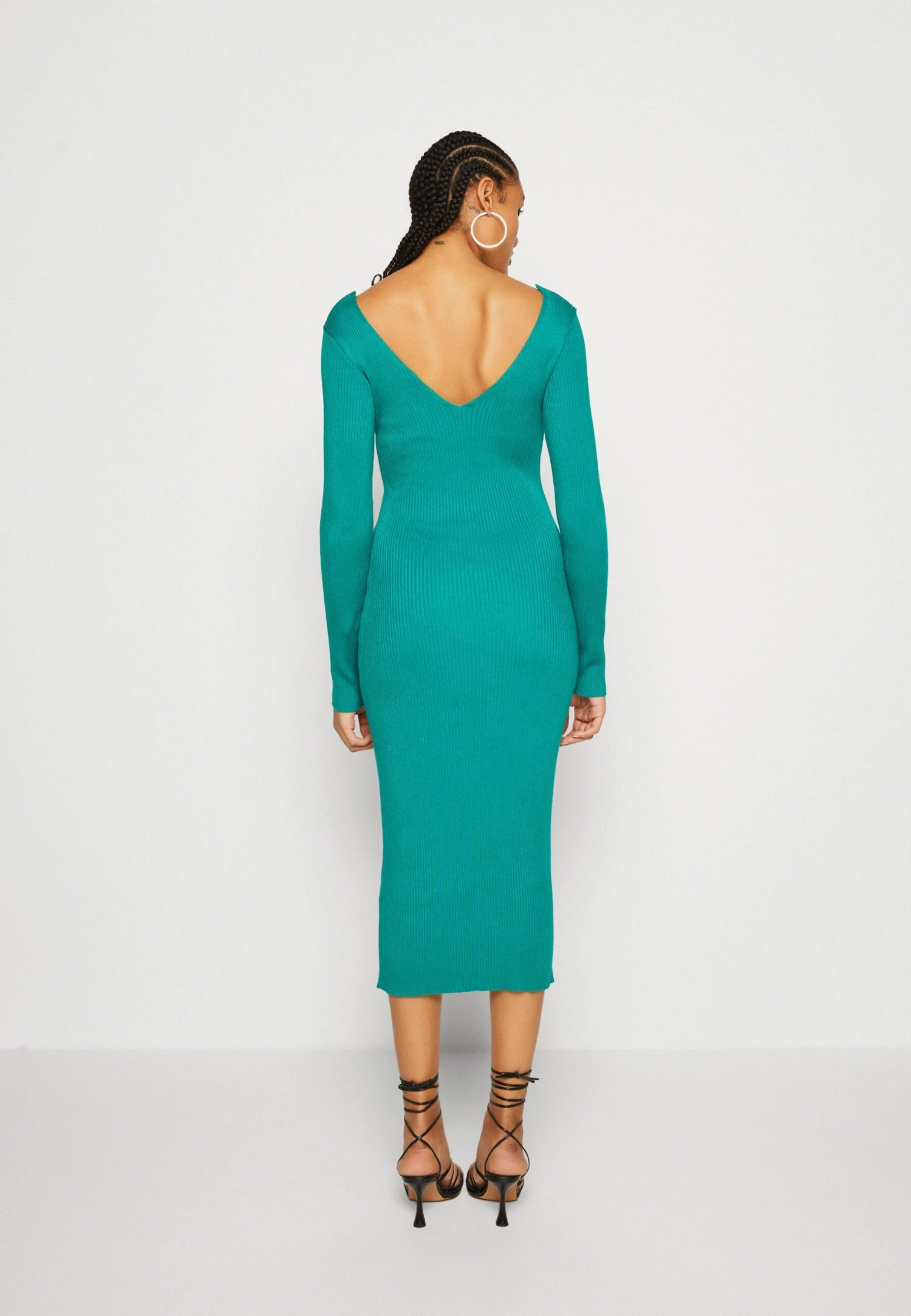 Even&Odd V Ausschnitt Midi Bodycon Strickkleid - Robe Fourreau - Green 5 Even&Odd V Ausschnitt Midi Bodycon Strickkleid - Robe Fourreau - Green – Image 3