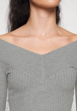 V Ausschnitt Ripp Mini Bodycon Strickkleid - Robe Fourreau - Mottled Grey -Even-Odd Magasin d9e6b2b7eda64343803c7b792bb17fe3