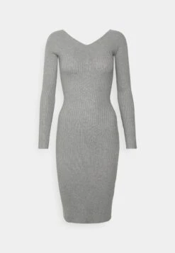 V Ausschnitt Ripp Mini Bodycon Strickkleid - Robe Fourreau - Mottled Grey -Even-Odd Magasin db4c85fd096941628ba25e753418a35f